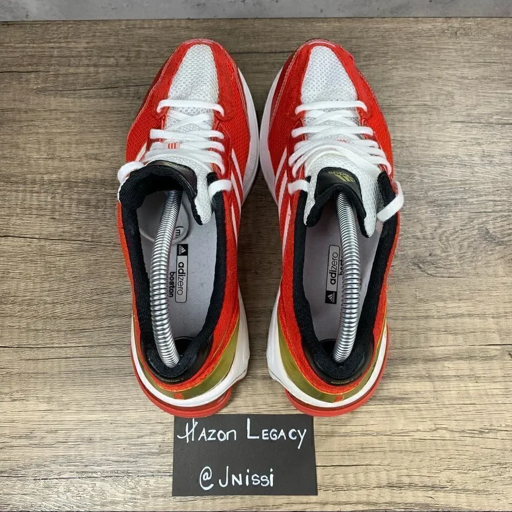 Adidas~Adizero Boston 3~Red/White/Gold~Mens~Running‎ shoes~Size 8.5